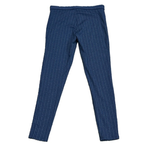 👖👠 ANNE‎ KLEIN Navy Pinstripe Leggings | Sz 6 Gold Zip Pockets Tailored Fit - Picture 2 of 5